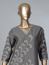 Grey silk thread sequins embellished stylish casual kurti