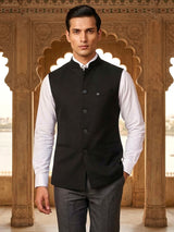 Black plain waistcoat for men