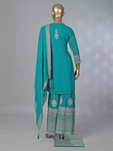 Rama green georgette pakistani style embellished palazzo suit