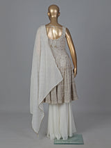 White georgette pakistani style salwar suit with palazzo