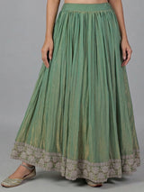 Pastel green silk lehenga style salwar suit with dupatta