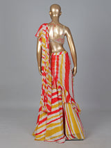 Yellow chiffon silk printed ready to wear saree