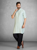 Graceful pista green cotton blend pathani suit