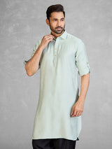 Graceful pista green cotton blend pathani suit