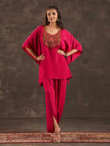 Rani pink designer kaftan dhoti suit for festive wear