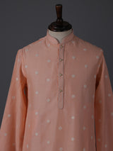 Peach cotton embroidered kurta suit with festive sequin detailing