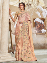 Light peach viscose silk saree for wedding wear