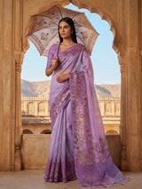 Purple semi tusser silk saree