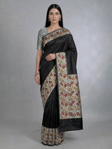 Black embroidered banarasi silk saree
