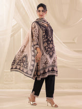 Black viscose crepe printed kurti set with dupatta