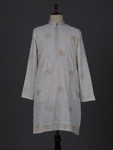 White georgette thread embroidered festive kurta suit