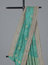 Rama green dola silk embellished festive saree grace