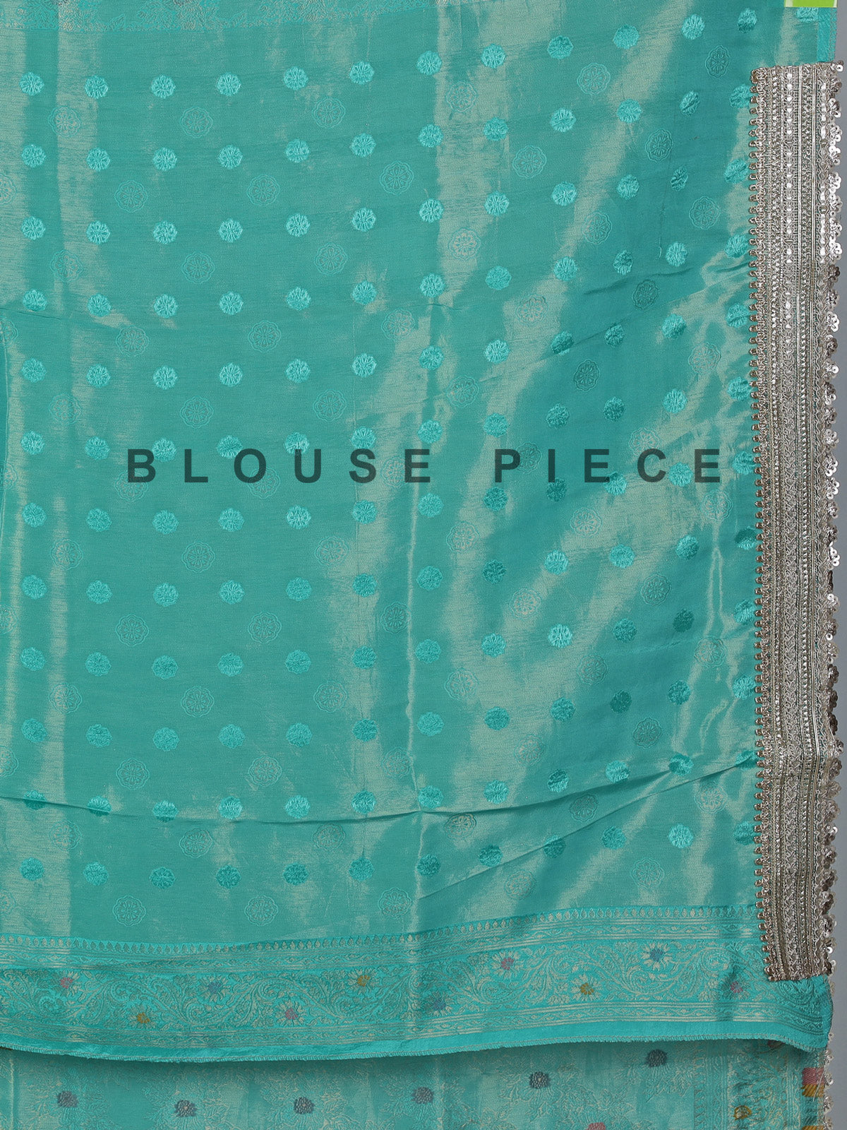 Rama green semi kanjivaram zardosi wedding saree grace