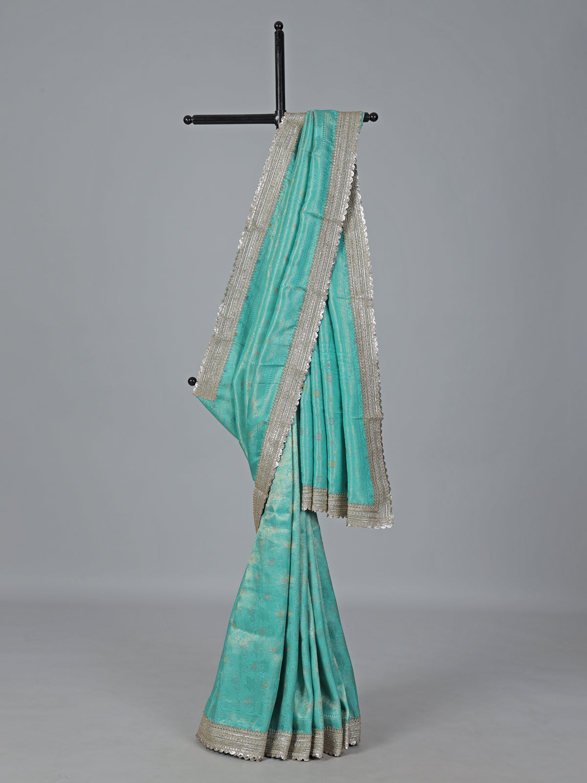 Rama green semi kanjivaram zardosi wedding saree grace
