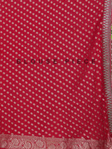 Red georgette butti work festive wear saree charm