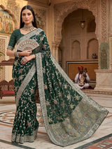 Green semi georgette gota and resham festive saree radiance