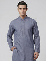 Stone blue plain silk festive wear kurta suit