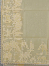 Yellow semi organza mirror work haldi wear saree