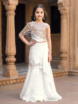 White silk reception wear sharara suit