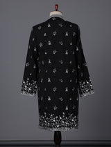 Black silk embroidered work festive mandarin collar kurta suit