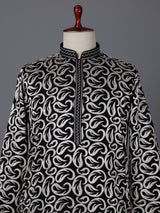 Black cotton silk embroidered work festive kurta suit