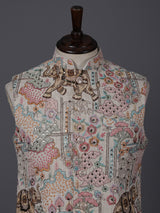 Cream jute thread and sequin festive waistcoat