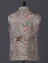 Cream jute thread and sequin festive waistcoat