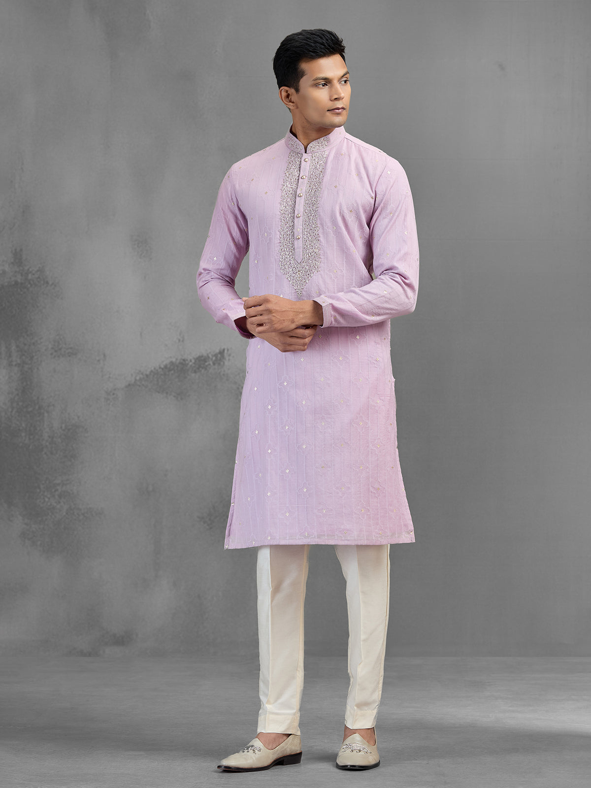 Light lavender festive embroidered elegant kurta suit