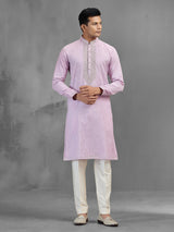Light lavender festive embroidered elegant kurta suit