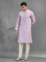 Light lavender festive embroidered elegant kurta suit