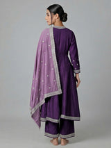 Purple silk anarkali suit festive elegance