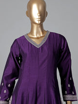 Purple silk anarkali suit festive elegance
