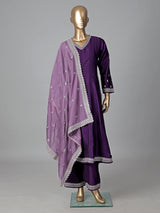 Purple silk anarkali suit festive elegance