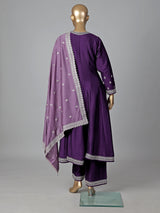 Purple silk anarkali suit festive elegance