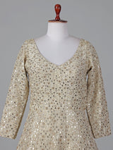 Cream silk anarkali suit with traditional festive charm