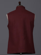 Classy maroon cotton silk patch work waistcoat