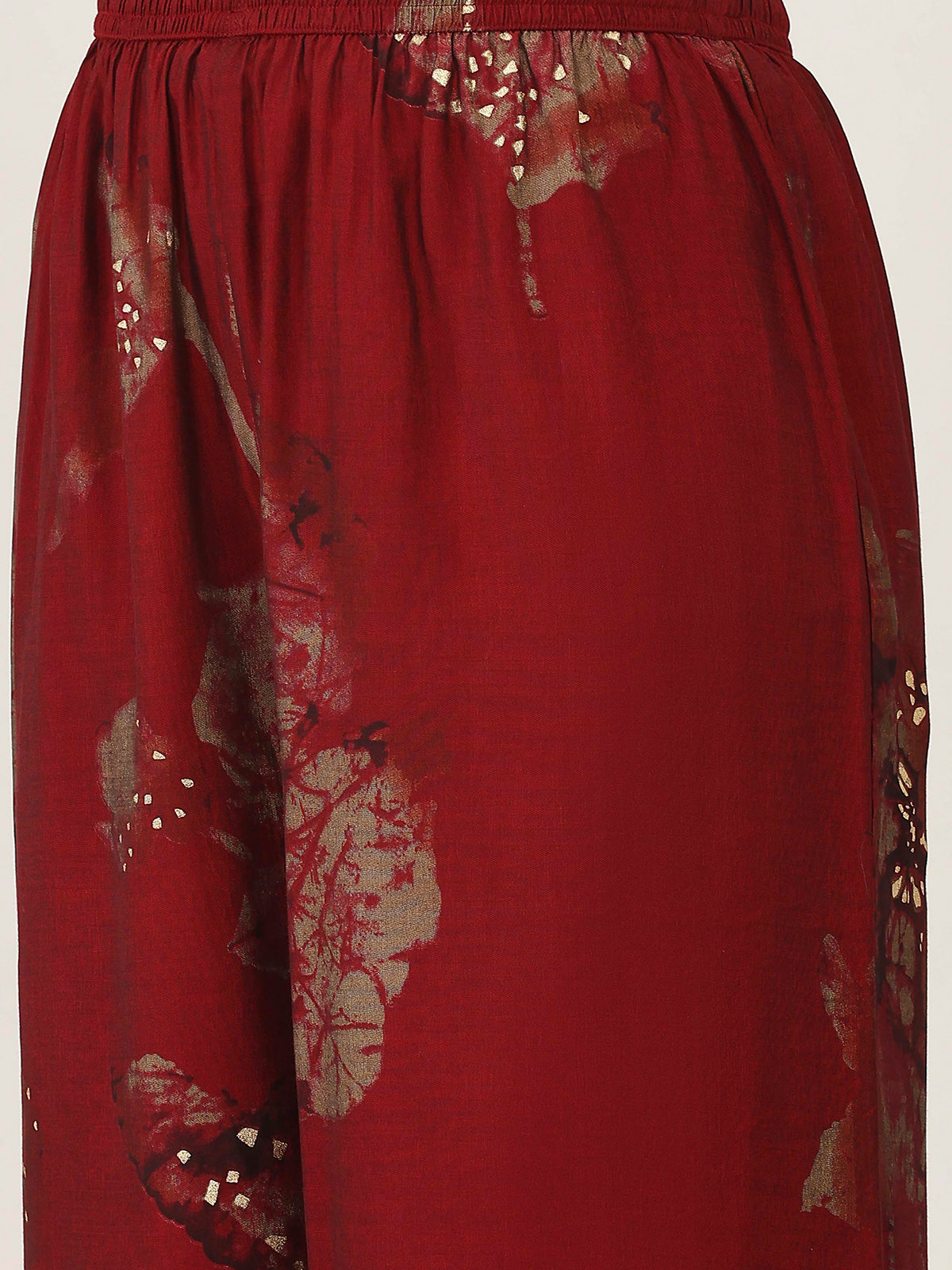 Maroon cotton silk printed kurti palazzo set elegance