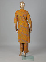 Mustard yellow cotton printed kurti set vibrant style
