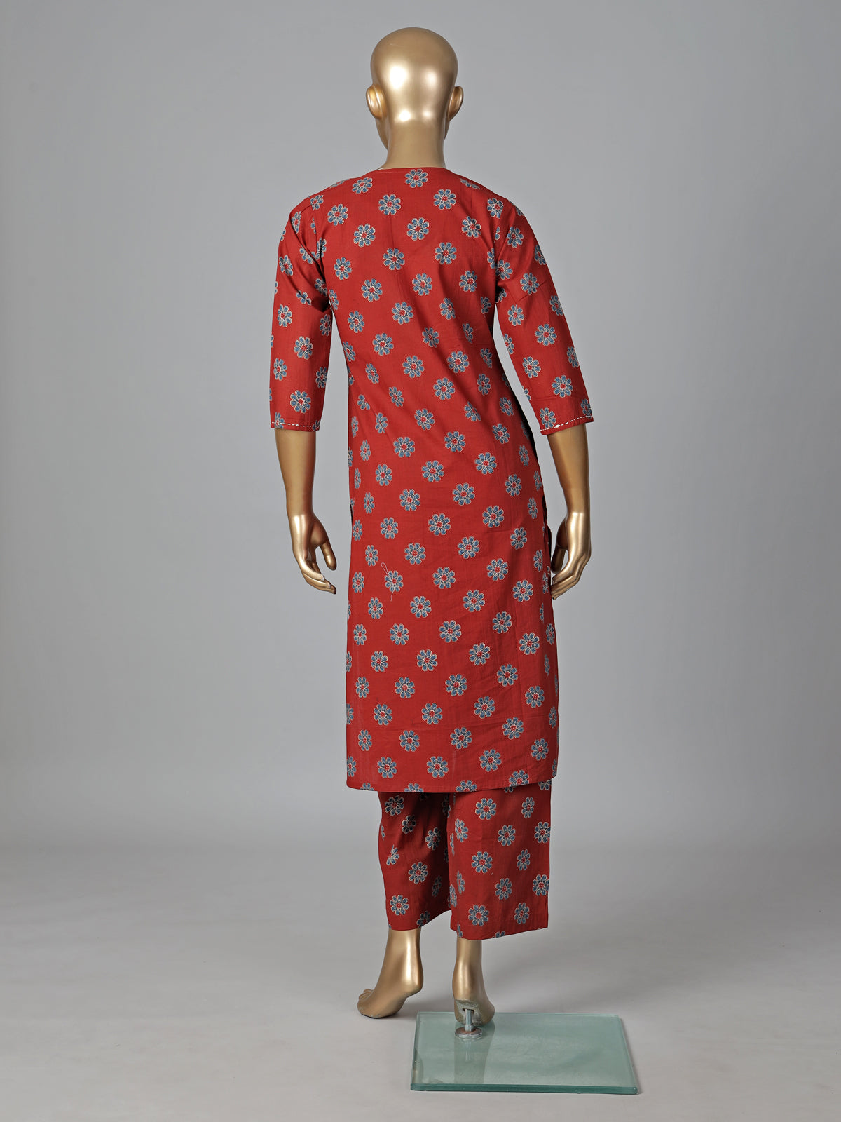 Maroon cotton silk printed kurti set soft elegance