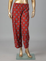 Maroon cotton silk printed kurti set soft elegance