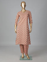 Cream cotton silk printed kurti set subtle charm