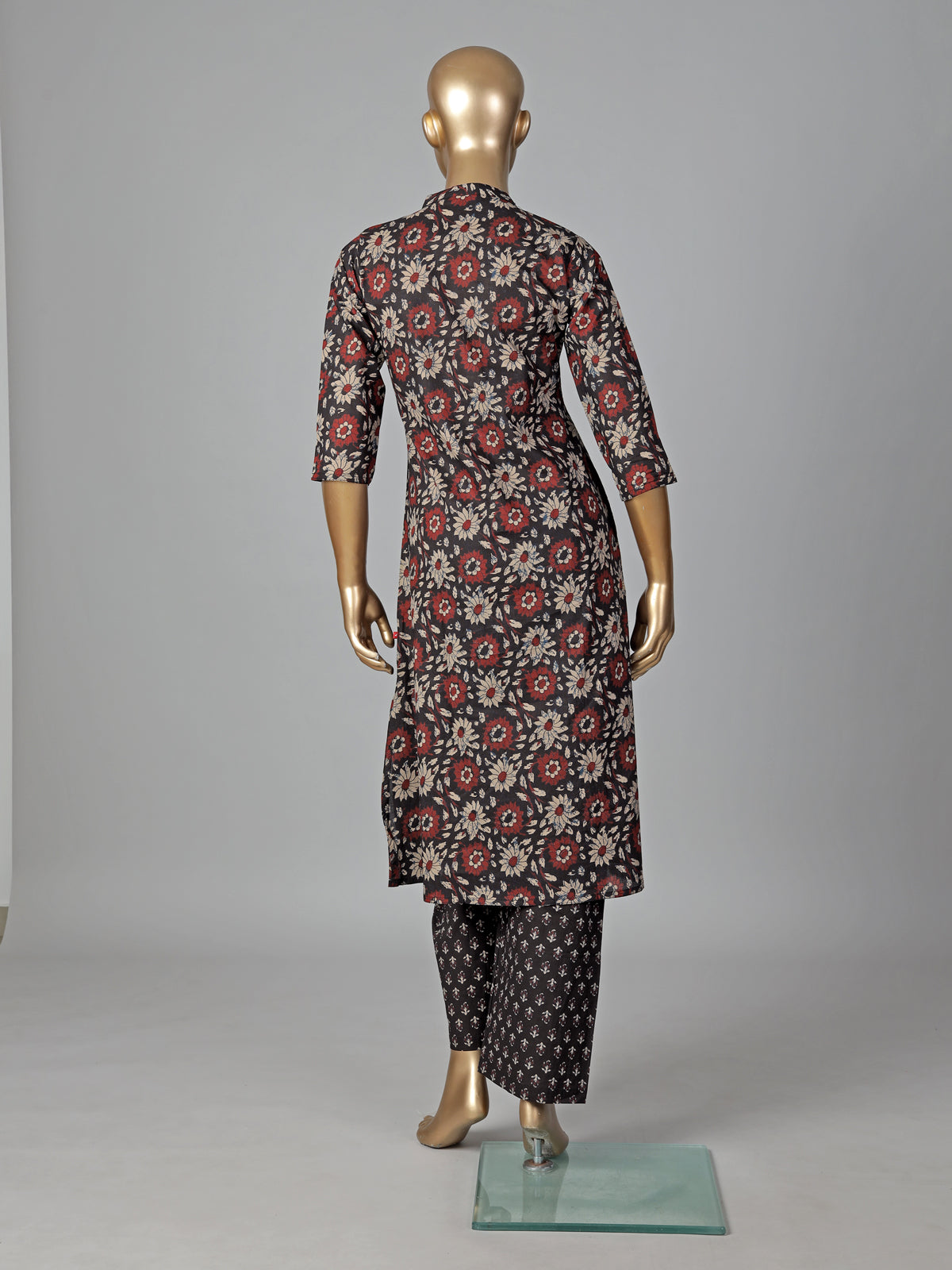Black cotton silk floral printed kurti set style