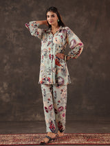 Mint green viscose crepe printed women co ord set