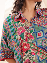 Multicolor viscose crepe printed festive co ord set