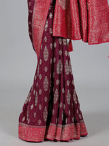 Wine dola silk zari and stone work festive saree