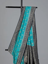 Aqua dola silk stone and zari festive saree