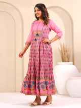 Light pink casual wear long cotton kurti