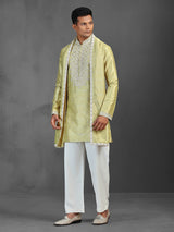 Pista green wedding wear silk kurta suit with dupatta
