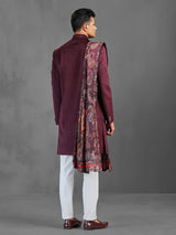 Wine wedding wear indowestern suit with dupatta