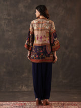 Navy crepe silk printed dhoti style festive suit